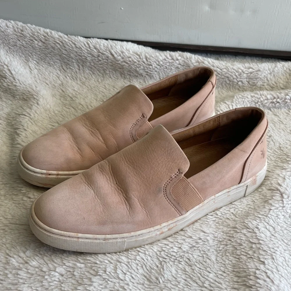 Frye Ivy pink leather slip on sneakers